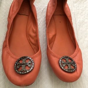 Tory Burch Rose Pink Rhinestone Ballerina Flats